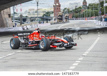 MOSCOW, RUSSIA - JULY 21: Professional Formula 1 Marussia driver Max Chilton in Moscow City Racing Circle, Moscow on 21 July 2013,