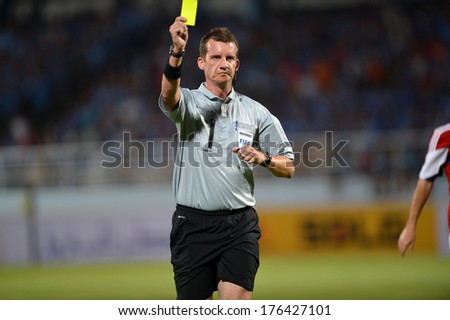 CHONBURI-FEB 9,2014: Peter Green referee from Australia in action during football AFC Champions League 2014 between Chonburi FC and South China at Chonburi Stadium on February 9,2014 in Thailand