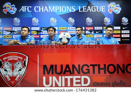NONTHABURI-FEB7,2014:The team Hanoi T&T during press conference AFC Champions League 2014 between MTUTD and Hanoi  at Chonburi Stadium on February7,2014 in Thailand