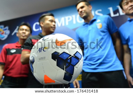 NONTHABURI-FEB7,2014: The ball to be used in competition during press conference AFC Champions League 2014 between MTUTD and Hanoi  at Chonburi Stadium on February7,2014 in Thailand