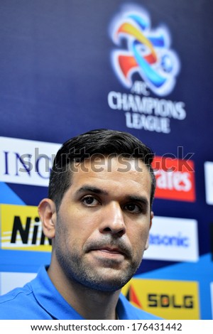 NONTHABURI-FEB7,2014:Pham Thanh Luong player of Hanoi T&T in action during press conference AFC Champions League 2014 between MTUTD and Hanoi  at Chonburi Stadium on February7,2014 in Thailand