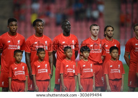 BANGKOK THAILAND JULY 14 :Players of Liverpool poses before match start during the international friendly match Thai All Stars and Liverpool FC at Rajamangala Stadium on July14,2015 in,Thailand.