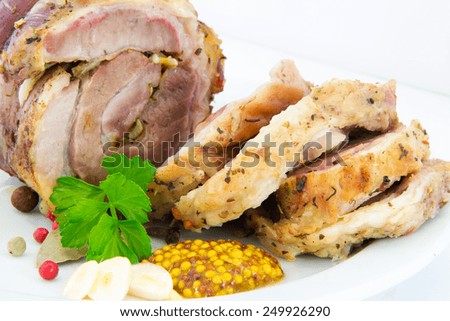 roll from pork baked in an oven