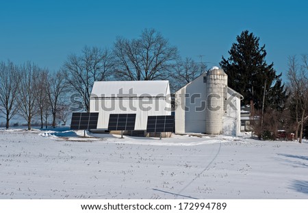 MOUNT JOY, PA, USA-JANUARY 24, 2014: Solar energy helps reduce soaring energy costs as frigid temperatures grip the Mid-Atlantic States.