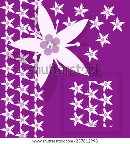 Pink and purple flower pattern, with master for seamless patter