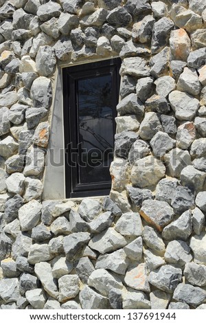Window with a rock.