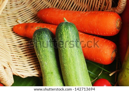 Fresh vegetables - cucumber - carrots.
