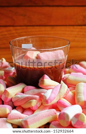 Hot chocolate and pink marshmallows