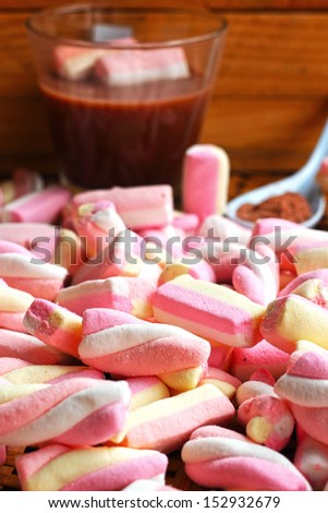 Hot chocolate and pink marshmallows