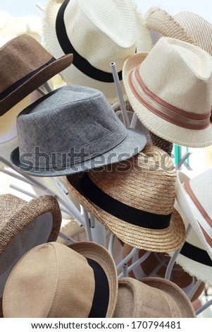 Hats for sale at the market
