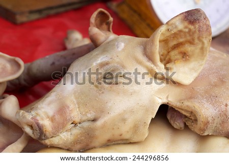 Pig's head in asia market