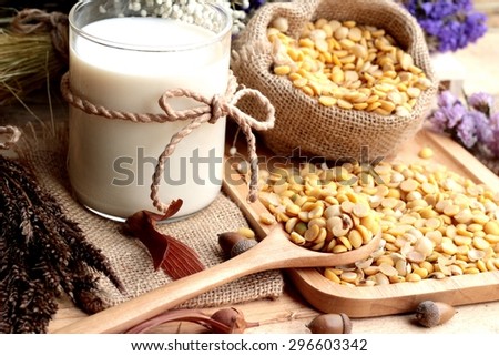 Soy milk with soybean seed