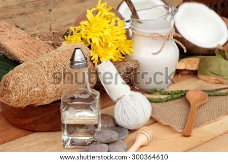 Coconut and milk , oil coco for organic healthy food and beauty spa