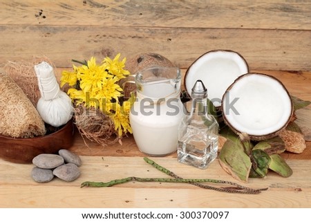 Coconut and milk , oil coco for organic healthy food and beauty spa
