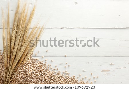 barley with pearl barley against white wood background