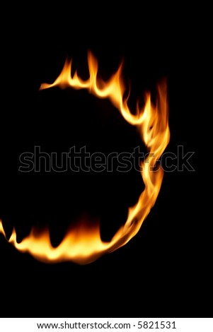 round shape fire against black background
