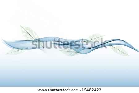 blue waves and leave form a background