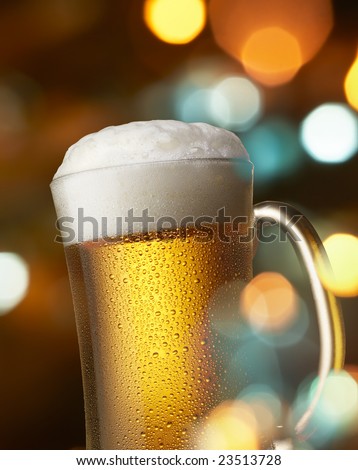 mug of beer with colorful lighting effect