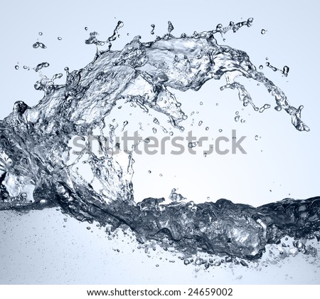 big water splash on light blue background