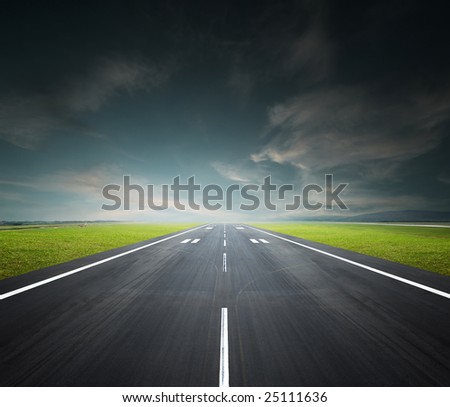 airport runway on a cloudy day, background