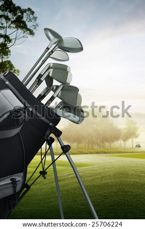 close up of golf equipment on the course