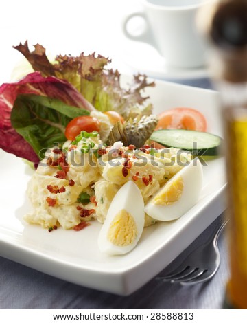 delicious and healthy potato salad, shallow depth of field