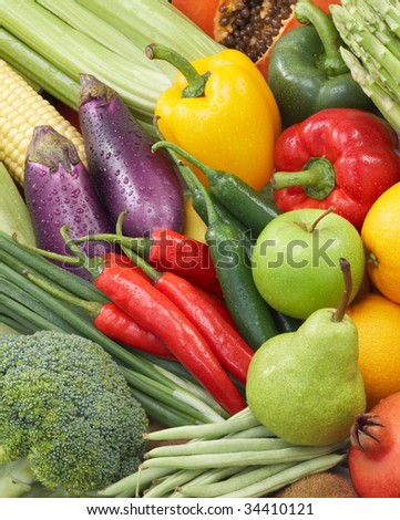 broad variety of fresh vegetables and fruits