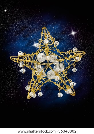 star shape christmas decoration in the sky