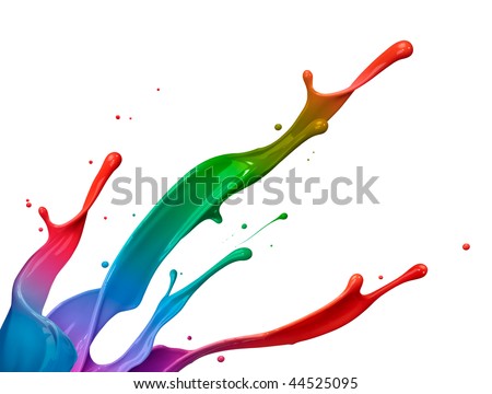 mixed colorful paint splash isolated on white background