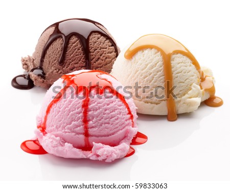 معلومات وفوائد عن الايس كريم Stock-photo-three-scoops-of-ice-cream-with-syrup-59833063