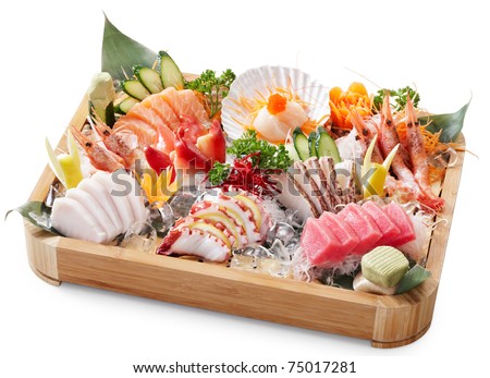 delicious mixed sashimi isolated on white background