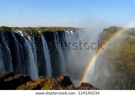 Victoria Falls view from Zimbabwe\'s border line with Zambia, Africa.
