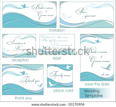 Reception card set with Blue birds 5 To see similar please visit my gallery Reception card set with Blue birds 5 To see similar please visit my gallery