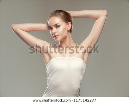 Armpits woman beautiful body depilation arms up female beauty