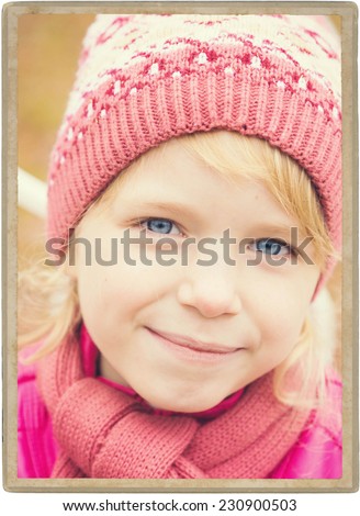 Happy Child portrait in Nature Park in Pink Clothes