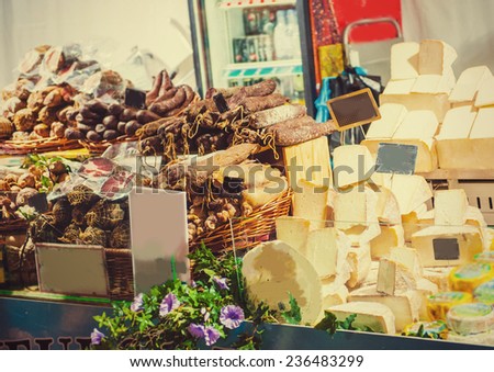 Cheese and meat sausage market in Europe France