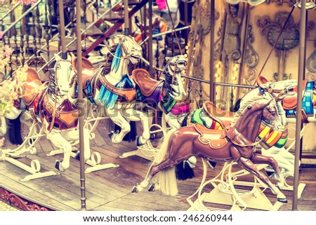 Carousel Merry-go-round Paris horse vintage background
