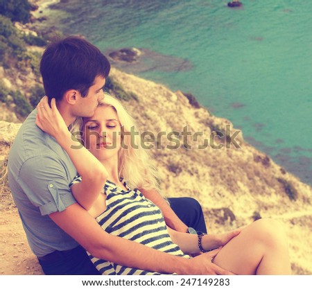 Couple in love sea summer