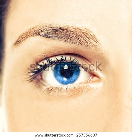 Eyes blue Woman freckle happy young beautiful studio portrait with healthy skin