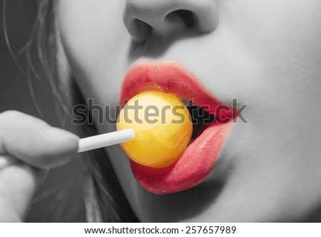 Lollypop lips woman face