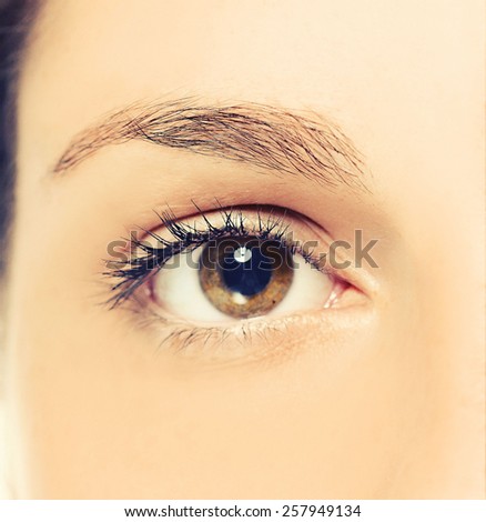 Eyes Woman freckle happy young beautiful studio portrait with healthy skin