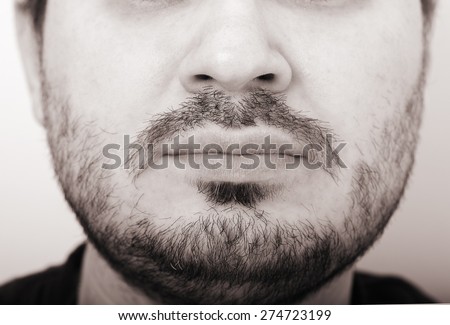 Beard man chin emotion black and white