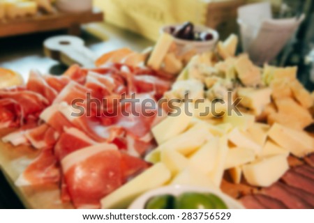 Italian snack food blur background