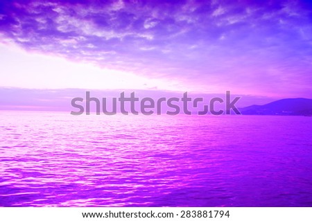 Amazing purple sunset over sea