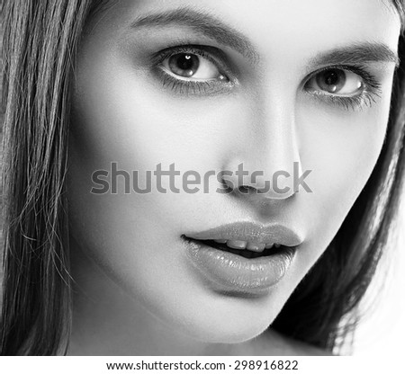 Woman beauty face black and white