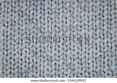 Blue knitting wool texture background.