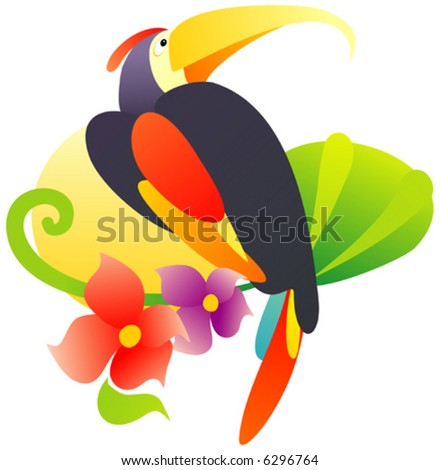 Tropical Birds on Tropical Rain Forest Tropical Bird In The Tropical Forest Vector