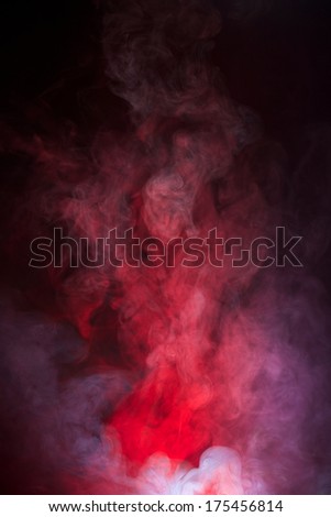 Billowing, Intricately Textured Smoke (Colorful swirls of Red and white)  Smoke has a fiery quality to it, almost simulating a flame