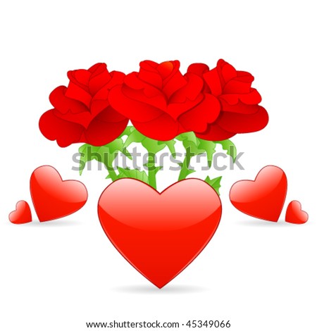 clipart hearts and roses. hearts and roses - vector