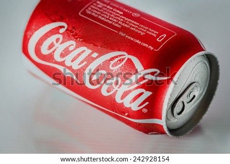 SABAH, MALAYSIA - JANUARY 09, 2015: Coca Cola can with dramatic lighting effects.